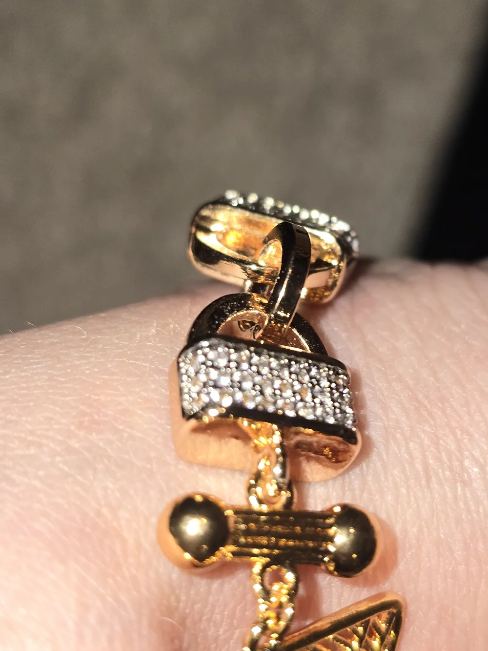 22kgp Dubai Jewelry Gold Tone Geometric Square Charm Bracelet - Women's Jewelry